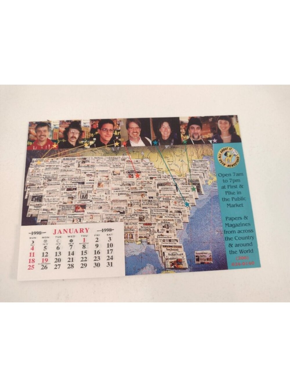 Read All About It Seattle WA Newspaper Vintage Postcard 1998 Calendar Washington